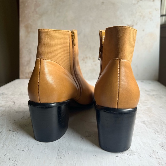 NICOLE Genuine Leather Square Toe Mustard Chelsea Ankle Boot 10 - Picture 4 of 8